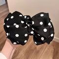 Polka Dot Satin Hair Clip with Spring Clamp – Vintage-Inspired Korean Style Hair Accessory