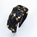 Ruched Black or Emerald Green Headband with Rhinestone Accents for Women