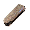 Close-up of sparkling crystal accents on comb edge