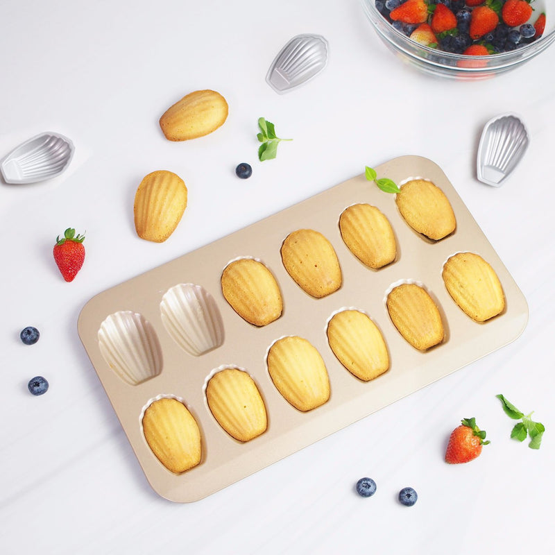 Madeleine Pan 12 Cavity Shell Shape Carbon Steel Baking Cake Mold Pan Oven Baking