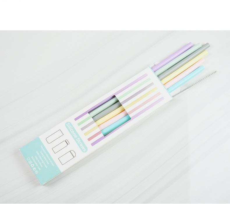 Reusable Silicone Straw Set of 6 Pieces