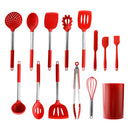Storage barreled stainless steel tube handle silicone kitchenware 14-piece set