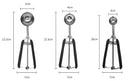 304 Steel Cookie Scoop Set of 3 - S,M,L Ice Cream Scoop Set