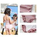 The suspender one-piece swimsuit is cute and playful