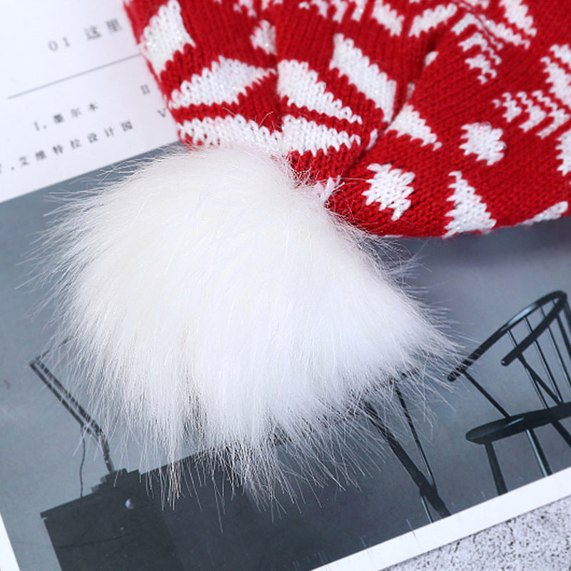 Snowflake Elk Knitted Hat Acrylic Wool Ball Wool Hat