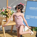 The suspender one-piece swimsuit is cute and playful