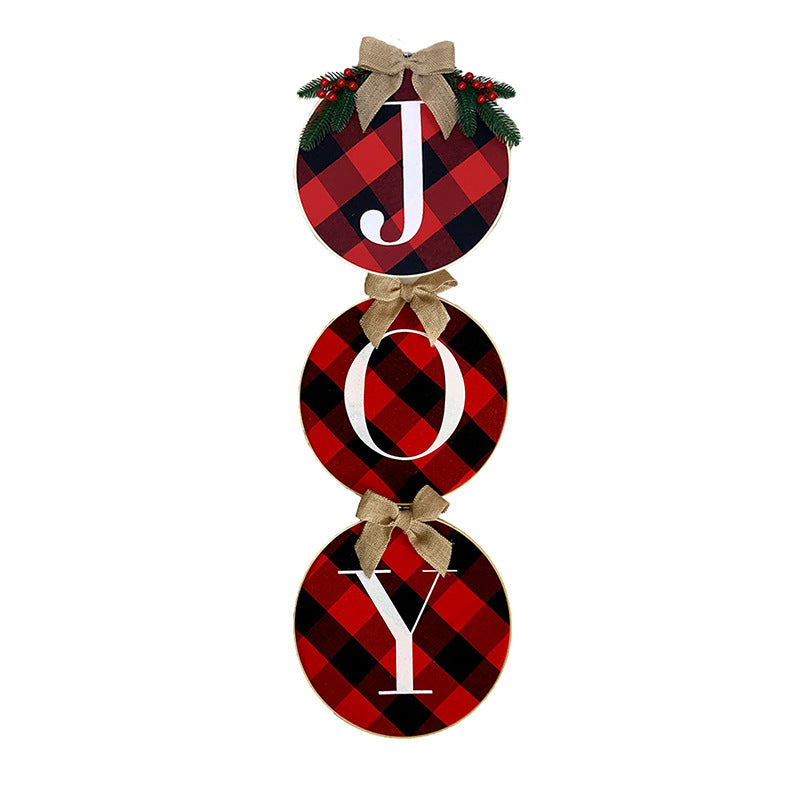 Christmas Decorations, Home Door and Window Staircase Scene Layout DIY Red and Black Grid Christmas Wreath Wreath