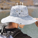 Summer sunscreen fishing hat men's mountaineering breathable shade 14cm increased brim outdoor fisherman hat