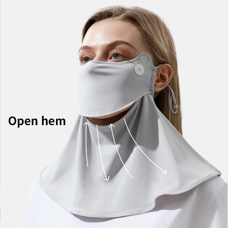 Women Sunscreen Mask with Adjustable Ear Loop Ice Silk Bandana Scarf Face Neck UV Protection for Summer