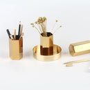 Six-sided Rhombus Pen Holder, Golden Vase, Stainless Steel Metal Table Top Decoration