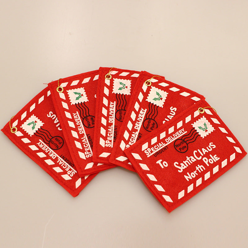 Christmas Envelope Christmas Tree Pendant Creative Card Decoration 5Piece