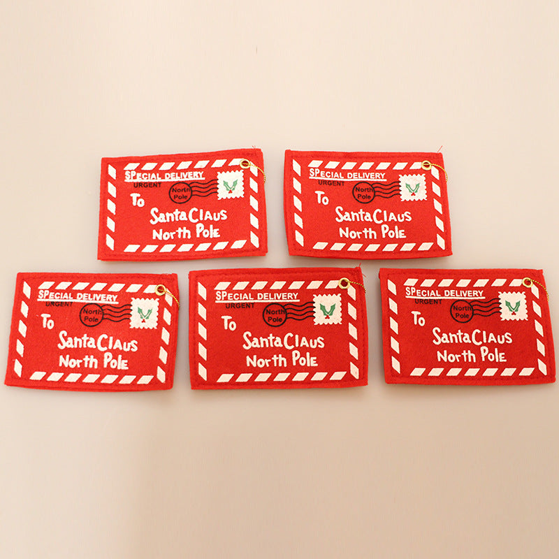 Christmas Envelope Christmas Tree Pendant Creative Card Decoration 5Piece