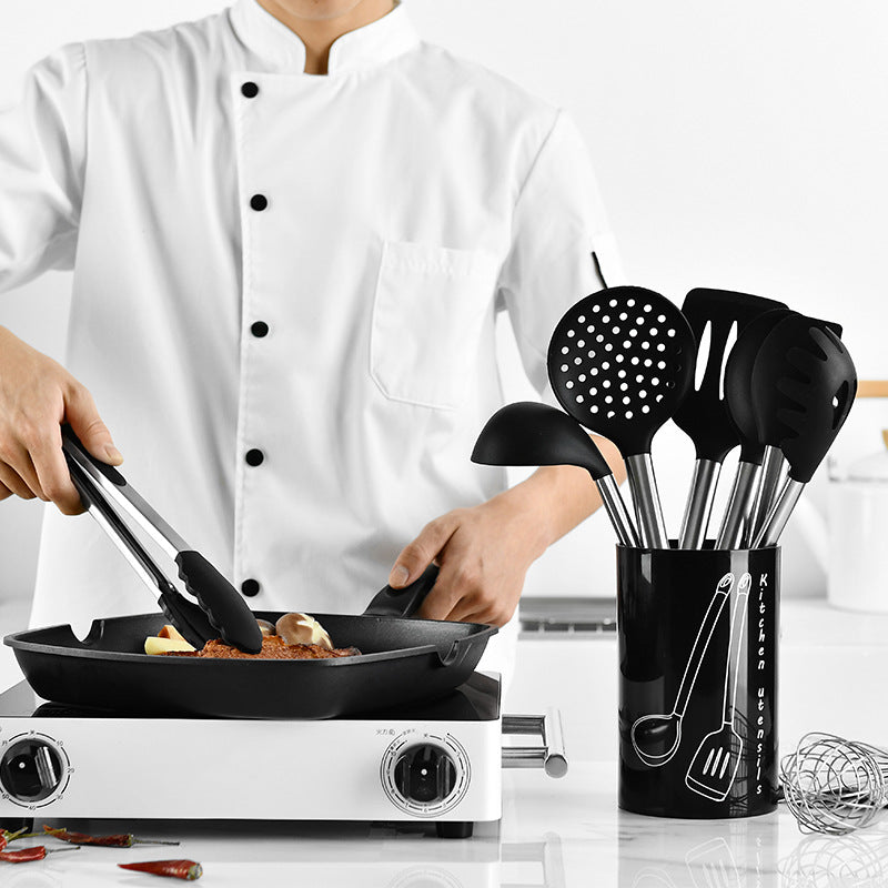 Silicone Kitchen Utensil 9-Piece Set of Premium Stainless Steel and Nonstick Silicon