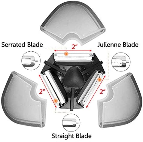 3 in 1 Stainless Steel Peeler- Premium Swivel Vegetable Peelers- Sharp Blade for Fruits, Potatoes and Carrots- Ergonomic Concave Grip Safety Design